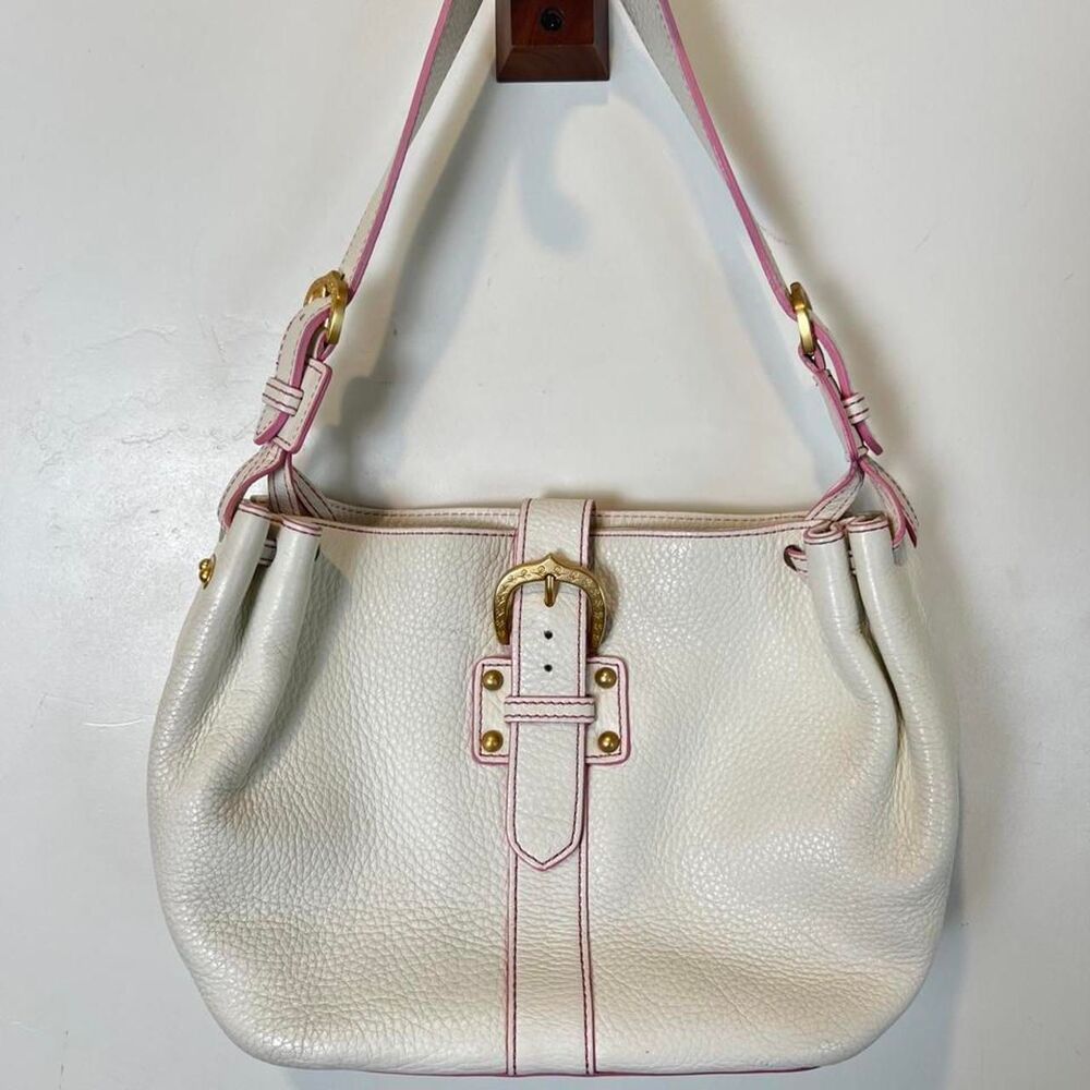 Dooney & bourke White Pebble Leather Shoulder Bag